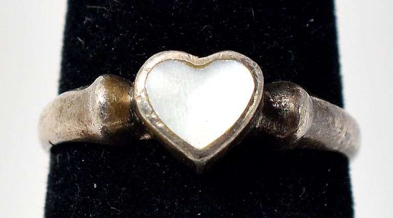 Mother of Pearl Heart Ring in Sterling Silver