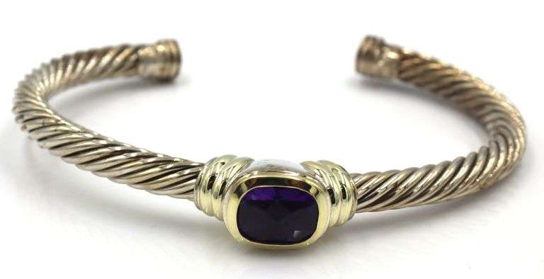 David Yurman 2-tone cable Noblesse amethyst cuff