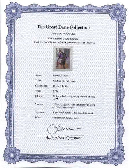 Limited Edition Itzchak Tarkay Signed Offset Lithograph with Serigraphy Framed