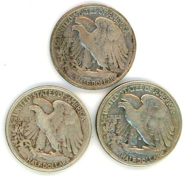 3 Different Walking Liberty Silver Half Dollars: 1939-1946-D