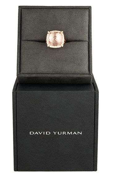 David Yurman Morganite and 0.30ctw Diamond Frame Ring in 18K