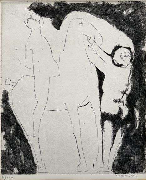 Rare Marino Marini Signed Etching Edition of 50, 1969