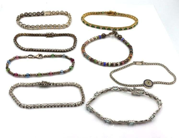 Group lot of 8 vintage 925 sterling silver bracelets