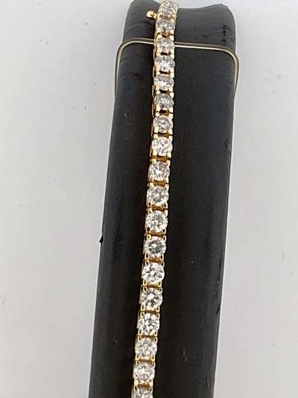 CERTIFIED 14K YELLOW GOLD DIAMOND TENNIS BRACELET