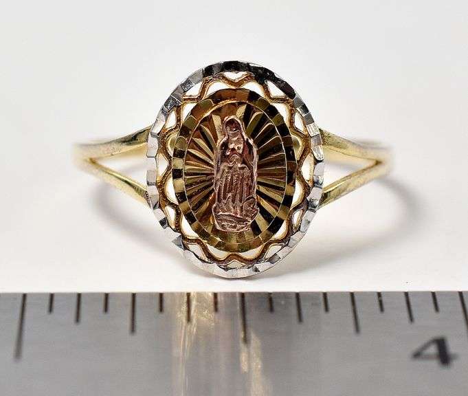 Vermeil Virgin Mary Ring in Sterling Silver