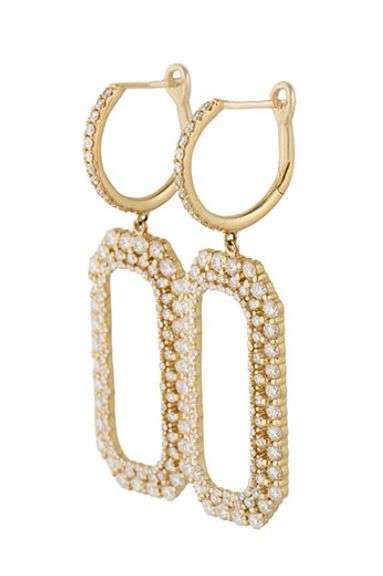 New 2.85ctw Diamond Open Rectangle Shaped Drop Earrings in 14K