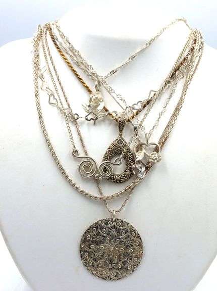 Group lot of Vintage 925 sterling silver 8 necklaces