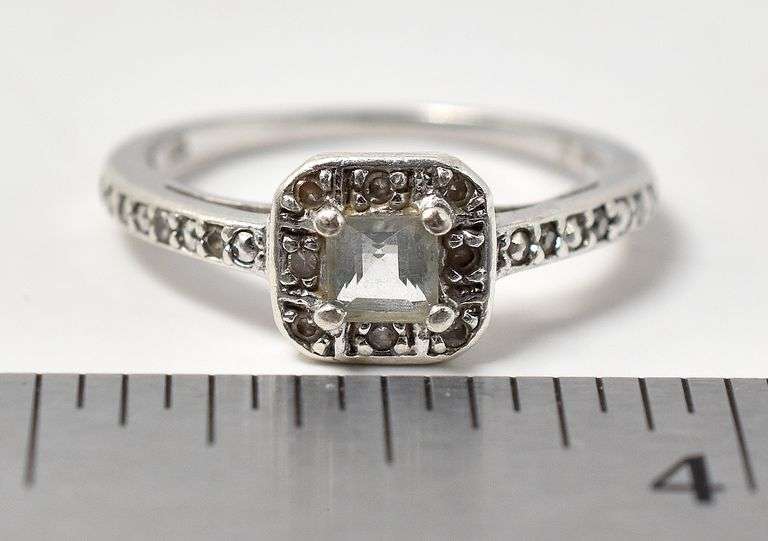 CZ Halo Ring in Sterling