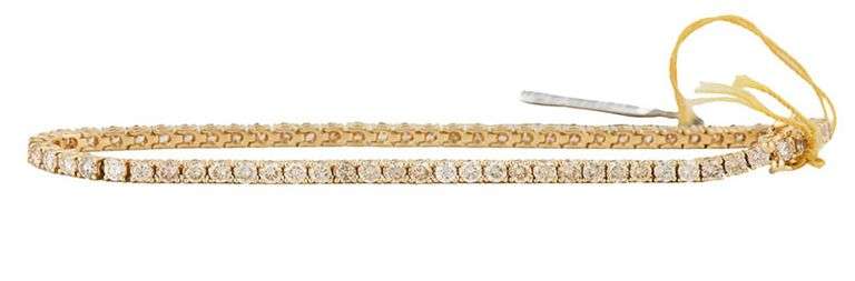 New 3.55ctw Round Light Brown Diamond Tennis Bracelet in 14K