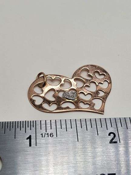 Beatiful 14K Rose gold with diamond accent heart shape pendent