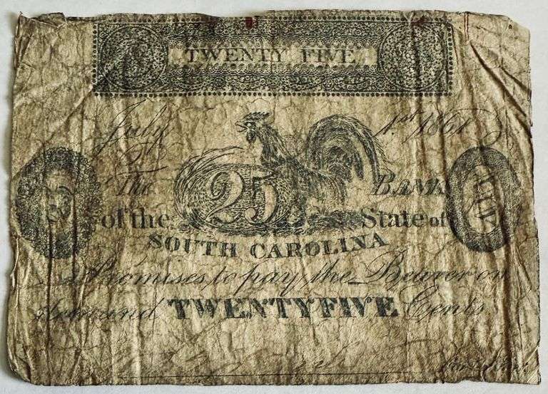 July 1 1861 Bank of the sTate of S Carolina Note