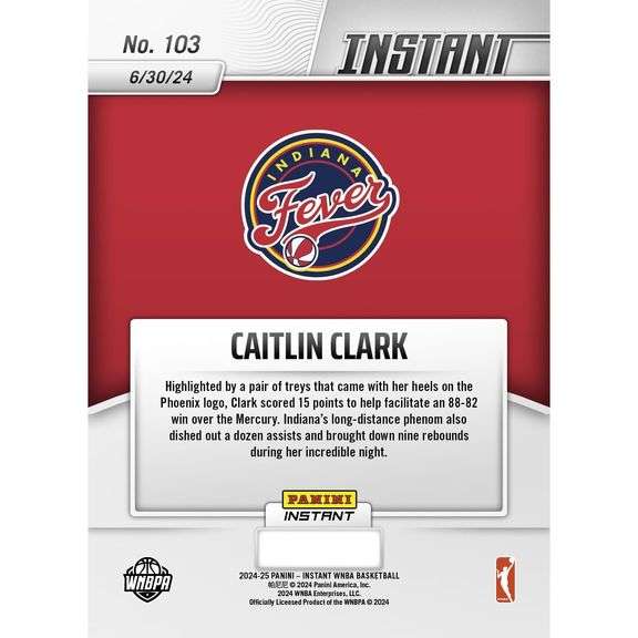 WNBA Caitlin Clark #103 Rookie Card Professionally Graded
