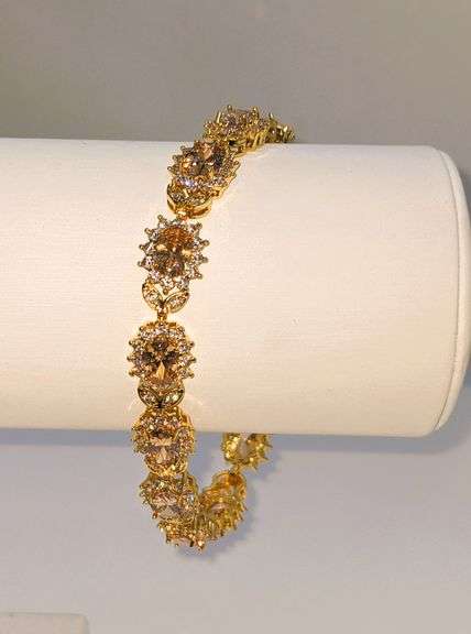 18 Kt Yellow Gold Plate Lab Simulated Orange Sapphire 4 Piece Jewelry Set