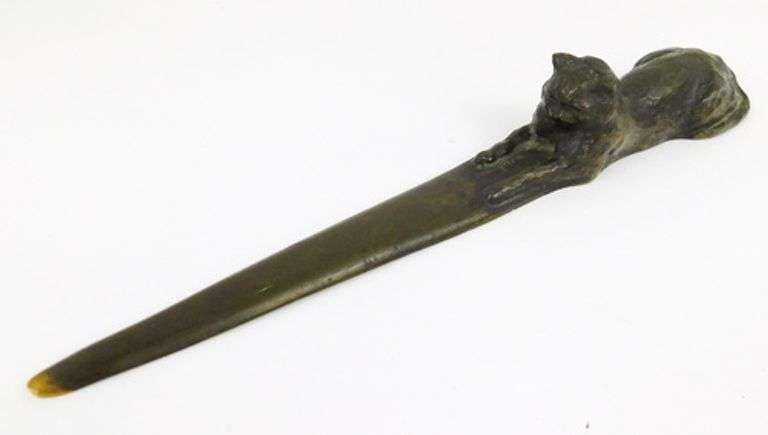 Emilie Fiero Vintage Bronze Cat Letter Opener