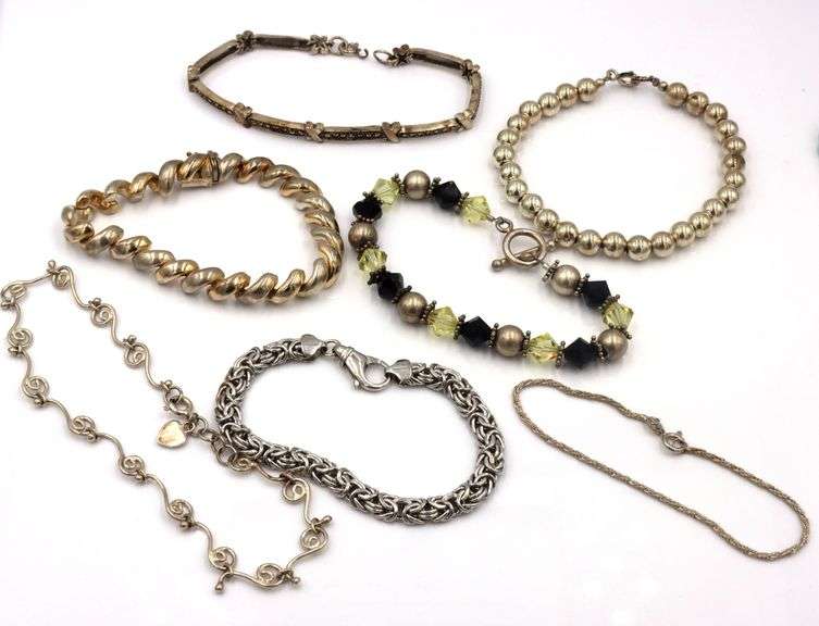 Group lot of 7 Vintage 925 sterling silver bracelets