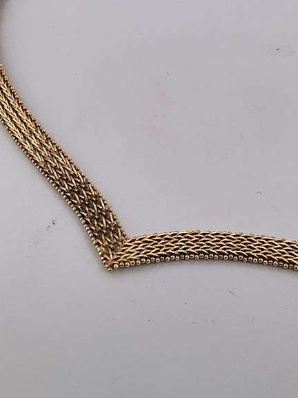 14K YELLOW GOLD CHEVRON MESH NECKLACE