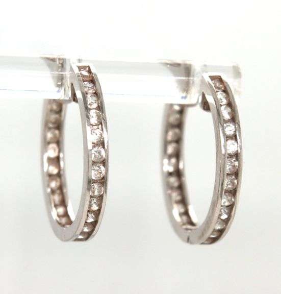 Nice 14K WG Nickel Size Diamond Huggie