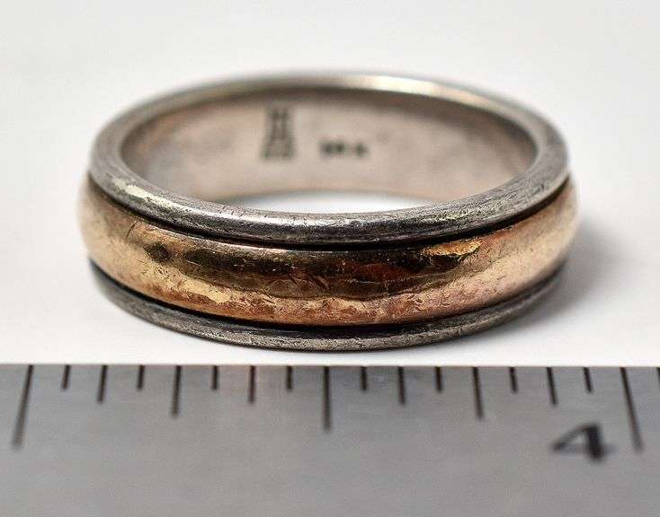 Band Ring with 14k Gold Accent in Sterling Silver