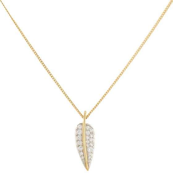 Tiffany & Co. 0.25ctw Diamond Angela Cummings Feather Leaf Pendant Necklace in 18K and Platinum
