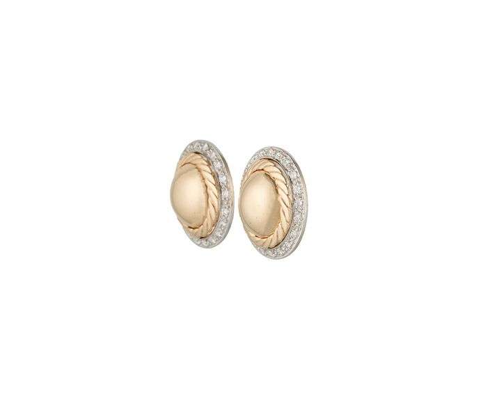 0.60ctw Diamond Frame Dome Button Omega Back Earrings in 14K