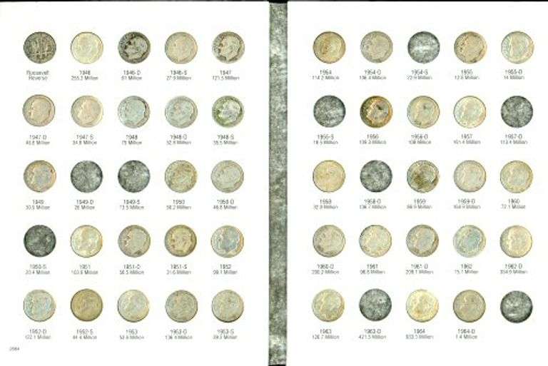 Set of 115 Roosevelt Dimes in Albums: 1946-2002-D