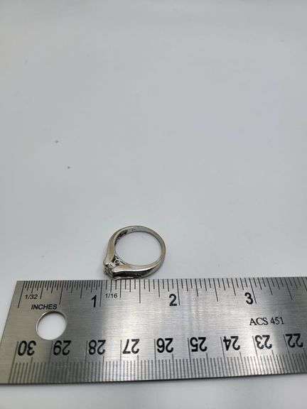 14k white gold diamond wedding band, size 7 -4.0 gr