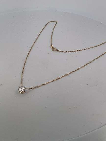BRAND NEW 14K WHITE GOLD DIAMOND SOLITAIRE CHAIN AND PENDNANT