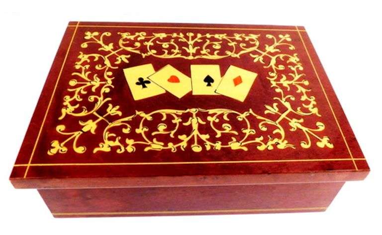 Vintage Italian Inlaid Wood Card Box