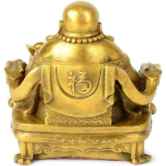 Brass Laughing Buddha of Wealth, Happiness & Good Luck