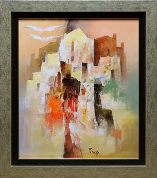 Abstracted Mediterranean Village Painting