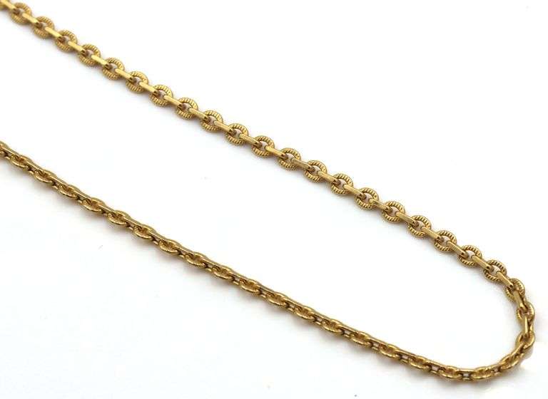 Sturdy 14K YG Textured Oval Link Necklace