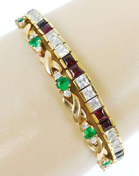 2 Sterling Vermeil Crystal Bracelets
