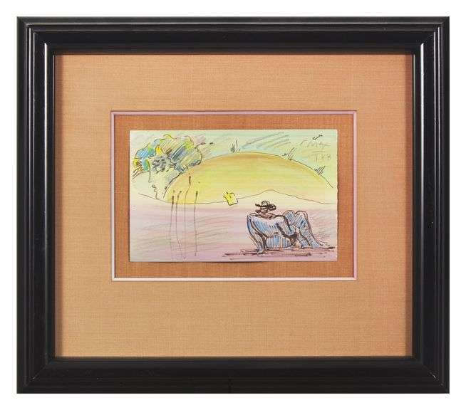 Rare Peter Max One-of-a-Kind Original Mixed Media, 1988