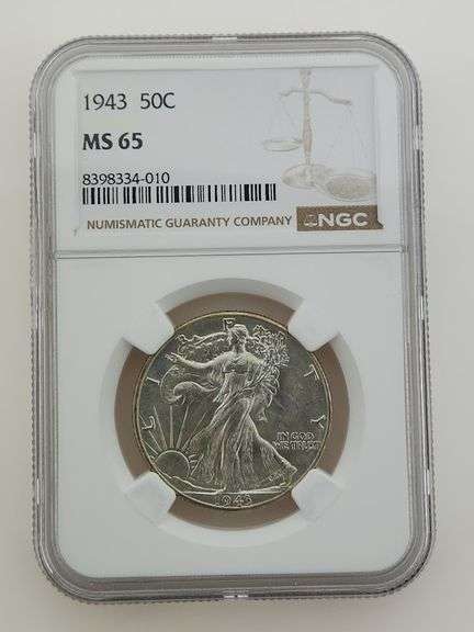 1943 Walking Liberty Half Dollar, NGC MS65