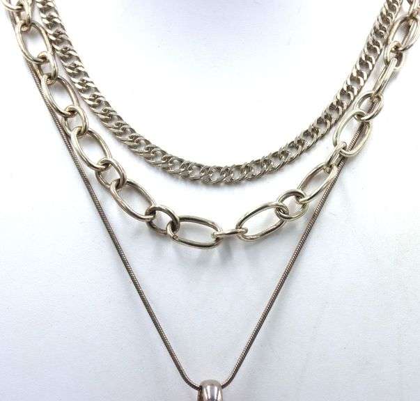 Group lot of 3 Vintage 925 sterling silver necklaces