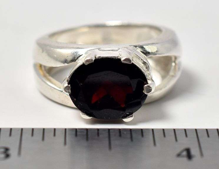 Deep Red Gemstone Ring in Sterling Silver