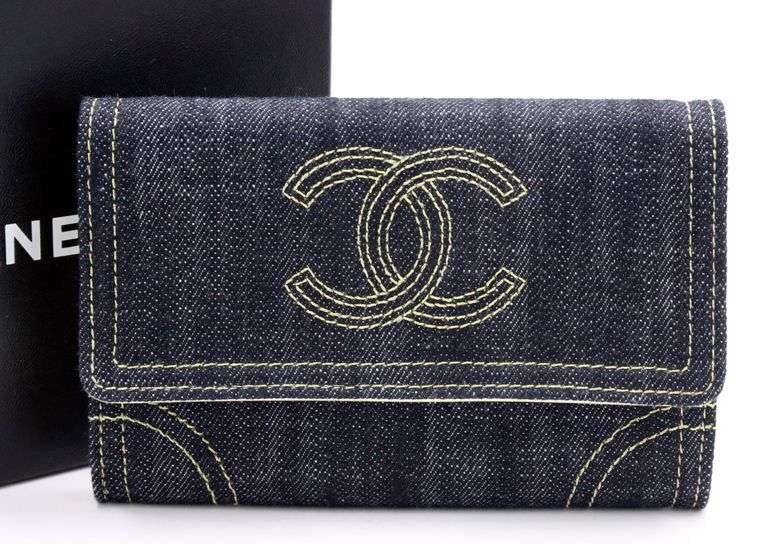 Chanel Denim Compact Wallet w/ Box