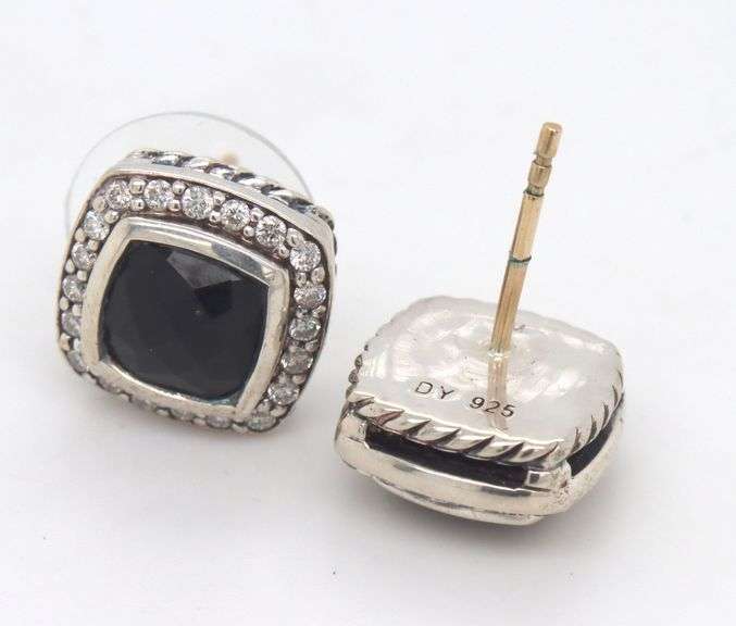 David Yurman Albion black onyx and diamond stud earrings