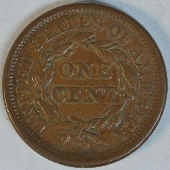 Glossy-brown Unc 1856 Braided Hair Large Cent. Full strike