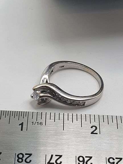14k white gold diamond wedding band, size 10 -6.1 gr