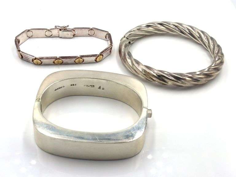 Lot of 3 vintage 925 sterling silver bracelets