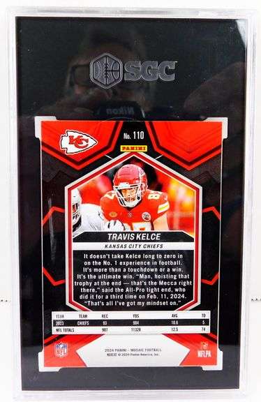 Travis Kelce 2024 Panini Mosaic Football Card, 9 Mint
