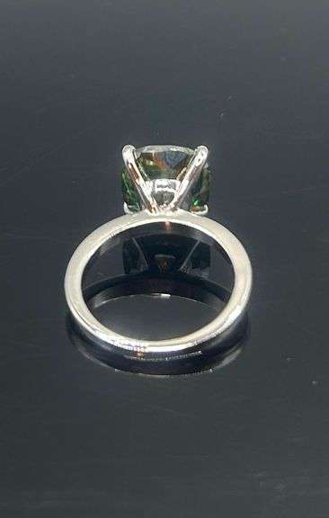 Sparkling 14 K White Gold Plate 6 Ct  Lab Simulated Diamond Ring
