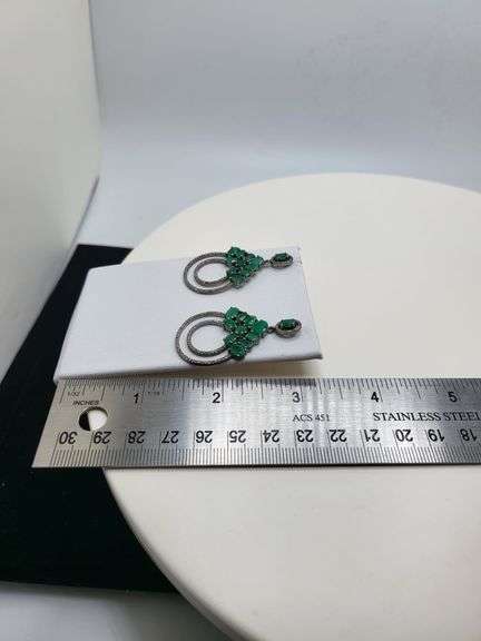 Handmade Elegant Earrings with 6.0ct Natural Colombian Emeralds & 1.00ct Diamond Accents