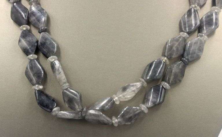 Two row strand smokey quartz necklace
