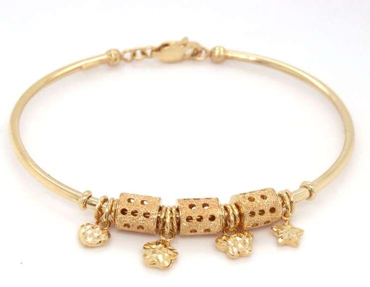 18kt Yellow gold charm bangle bracelet