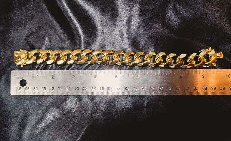 Strong 87.7g 14 Kt Gold Plated Cuban Curb Link Bracelet