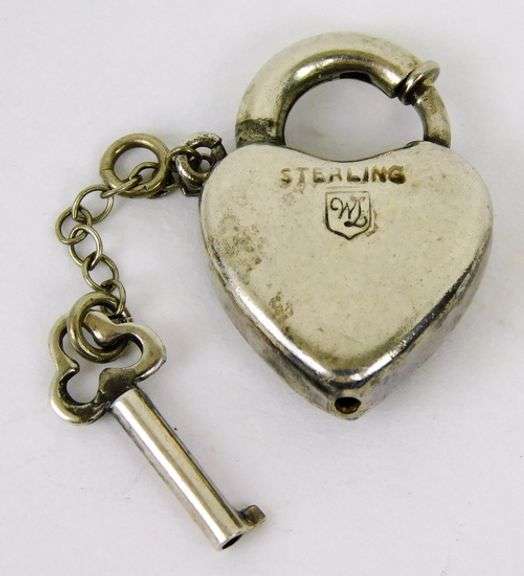 Walter Lampl Sterling Padlock Heart & Key Charm