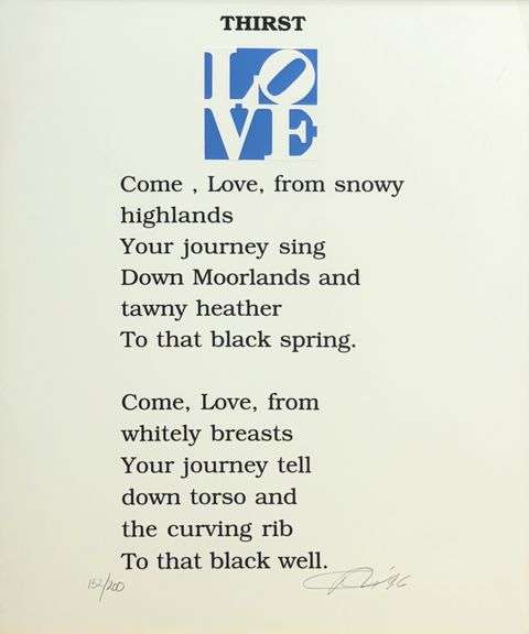 Robert Indiana Signed Screenprint from Book of Love portfolio, 1996