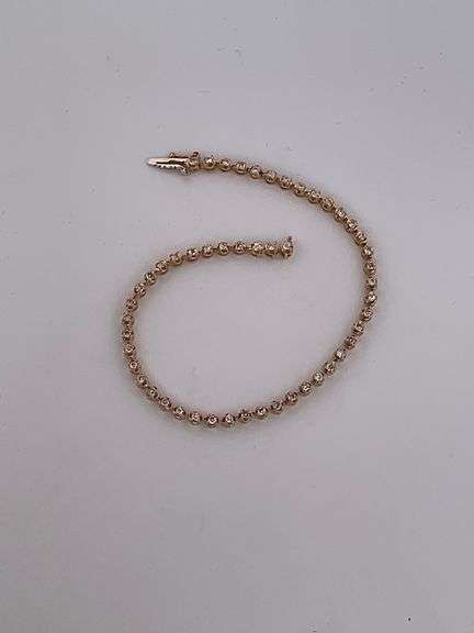 CERTIFIED 14K YELLOW GOLD DIAMOND TENNIS BRACELET